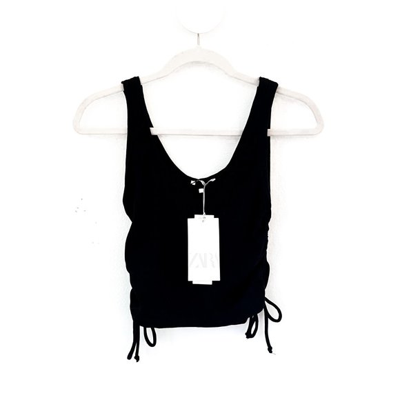 Zara Tops - NWT zara black cinched top w/ribbed texture